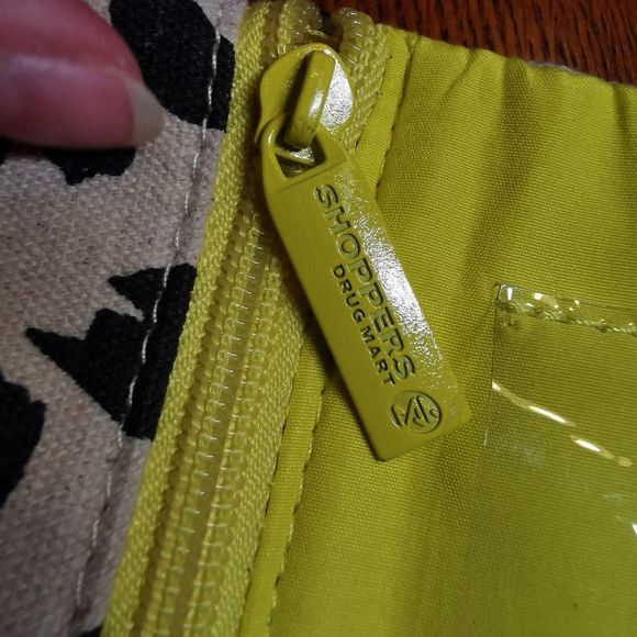 Creme and Black Animal Print Makeup Travel Bag with Neon Yellow Interior - Picture 5 of 11